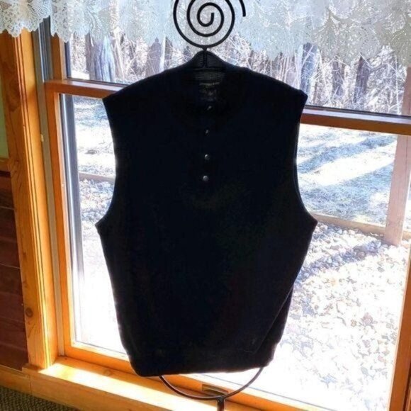 Johnston & Murphy Buttoned Wool Mock Collared Pullover Sz L Vest - Picture 1 of 6